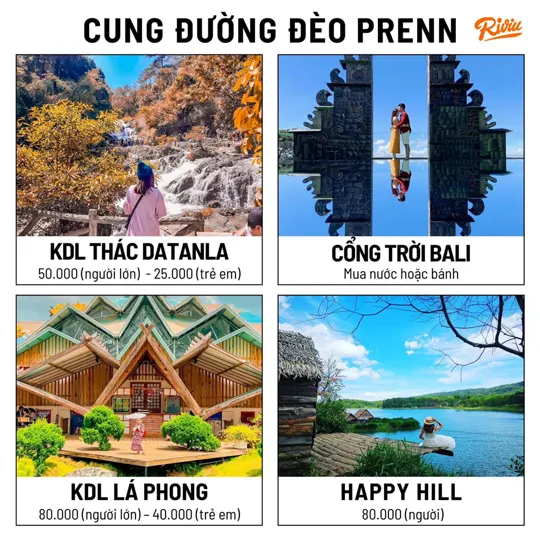 Bộ ảnh giá vé các điểm du lịch Đà Lạt tháng 6/2023.